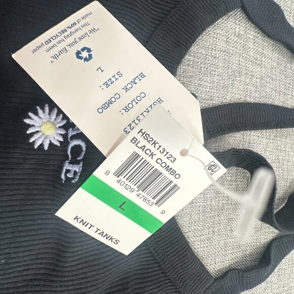 NEW! Hippie Rose Juniors Tank Top Black Embroidered Peace Flower Large Cotton Bl - Picture 4 of 8